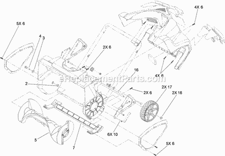 Frame Assembly Diagram and Parts List for 38381 311000001-311999999 - 2011 Lawn Boy Snow Blower